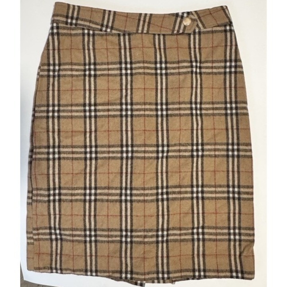 Ivory Women's Skirt Women's Size Medium Checked Pattern Tan 23" Length